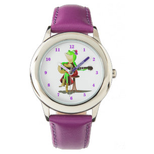 Reloj divertido con guitarra de rana
