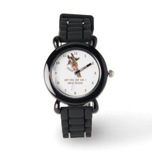 Reloj divertido con jirafa juguetona - Sonrisa