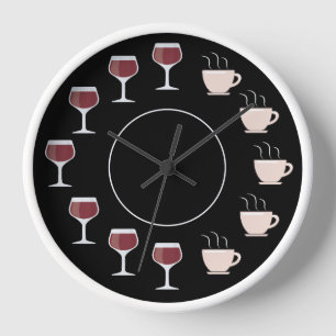 Reloj divertido de vino y café 