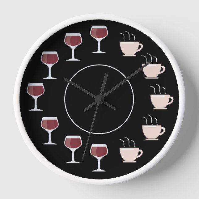Reloj divertido de vino y café  (Anverso)