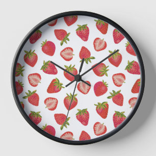 Reloj Divertido patrón de fresas de verano