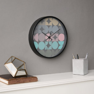 Reloj Divertido Resumen Círculos Cuadrados Patrón Popart