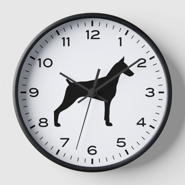 Reloj Doberman Pinscher Dog Breed Silhouette (Anverso)
