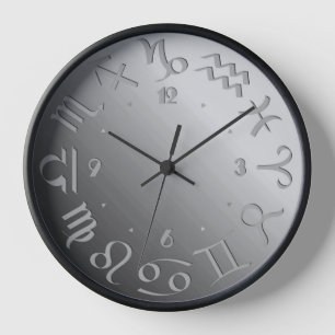 Reloj Doce símbolos del zodíaco en gris plata