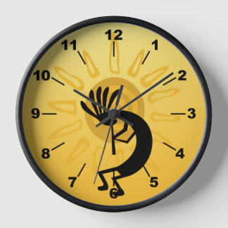 Reloj dorado del suroeste del sol de Kokopelli