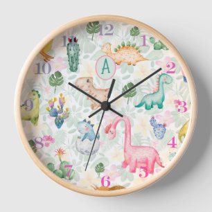 Reloj DORKY DINOSAURIOS Monograma Niños Decoración Infan