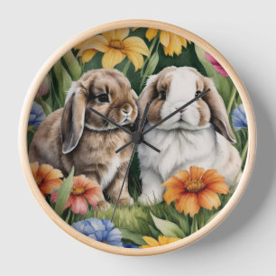 Reloj Dos conejos pequeños conejitos