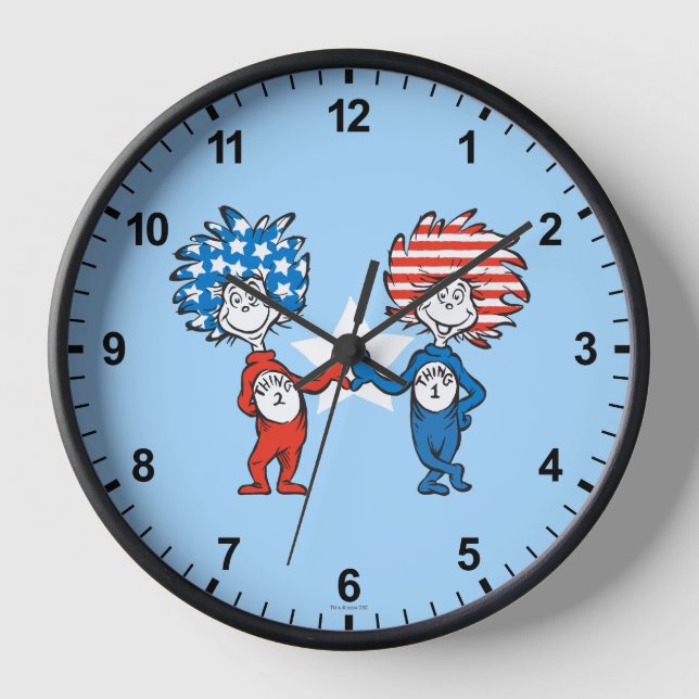 Reloj Dr. Seuss | Cosa Una Cosa Dos Gráfico Patriótico (Anverso)