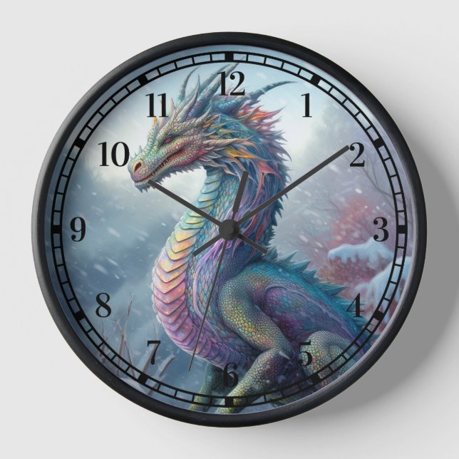 Reloj Dragón Arcoiris En El Arte De La Nieve Fantasía (Anverso)