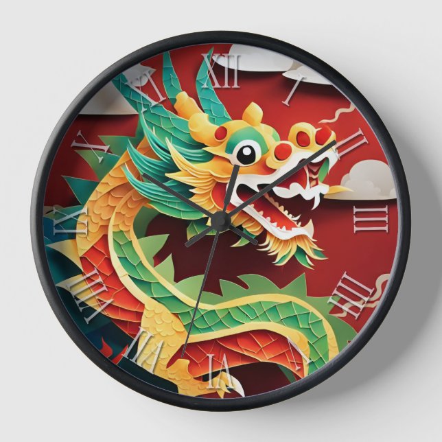 Reloj Dragón chino de Año Nuevo con Día de Nacimiento Zo (Anverso)