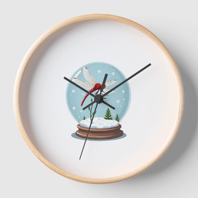 Reloj Dragonfly de Globe de Nieve (Anverso)