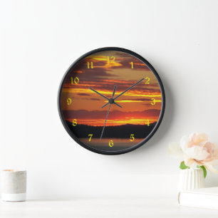 Reloj Dramático paisaje de atardecer Naranja