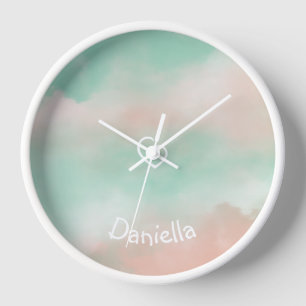 Reloj Dreamy Pastel Turquesa y Cielo Rosa