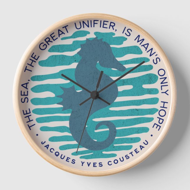 Reloj Earth Day, Seahorse and Waves, Clean The Ocean (Anverso)