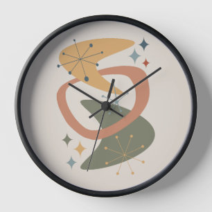 Reloj Edad Atómica de Mitad de Siglo 7 Amarillo, Verde,