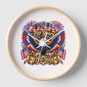 Reloj **EE. UU. 250º 1776–2026 Águila Patriótica y Celeb