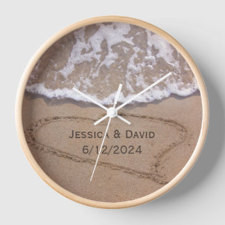 Reloj El corazón en la playa personalizada de arena