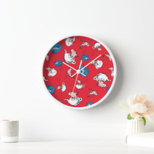 Reloj El gato en el sombrero El patrón rojo del pez