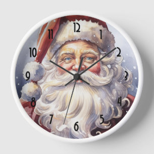Reloj El retro Santa Claus en un Navidad Gorra rojo
