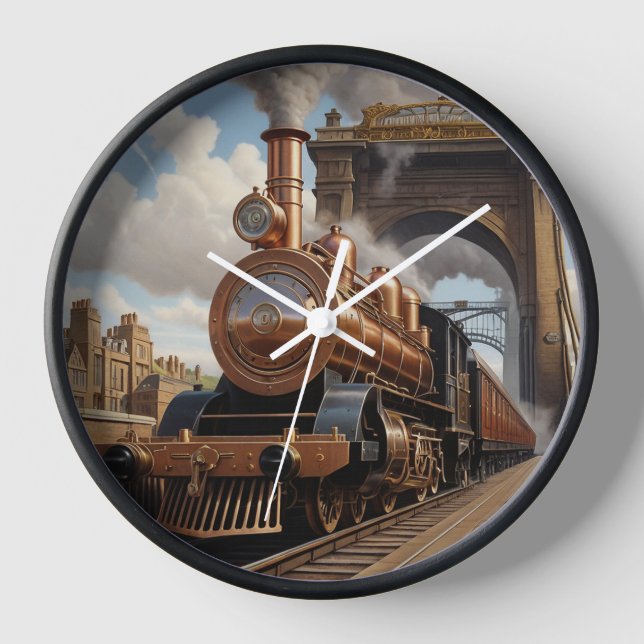 Reloj El tren Steampunk sale de Londres (Anverso)