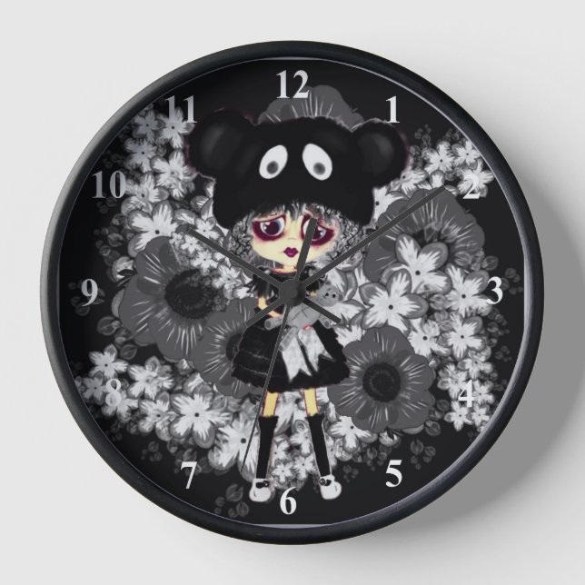 Reloj El triste Chica gótico Kawaii PinkyP de LeahG Squa (Anverso)