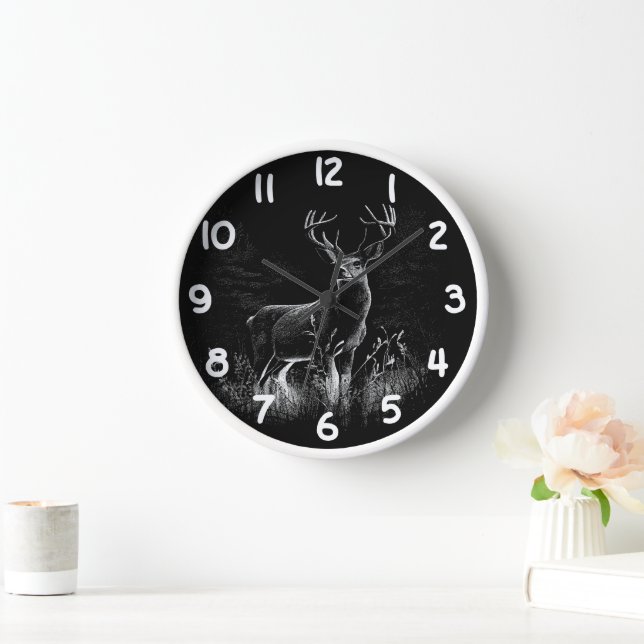 Reloj El venado majestuoso en la naturaleza - Arte blanc (Hogar)