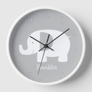 Reloj Elefante de sangre gris y guardería Minimalista bl