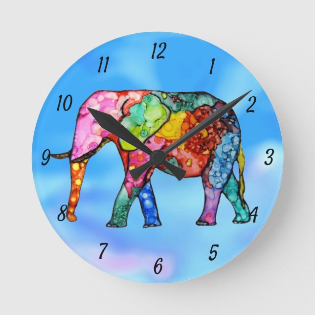 Reloj elefante lindo y colorido (Anverso)