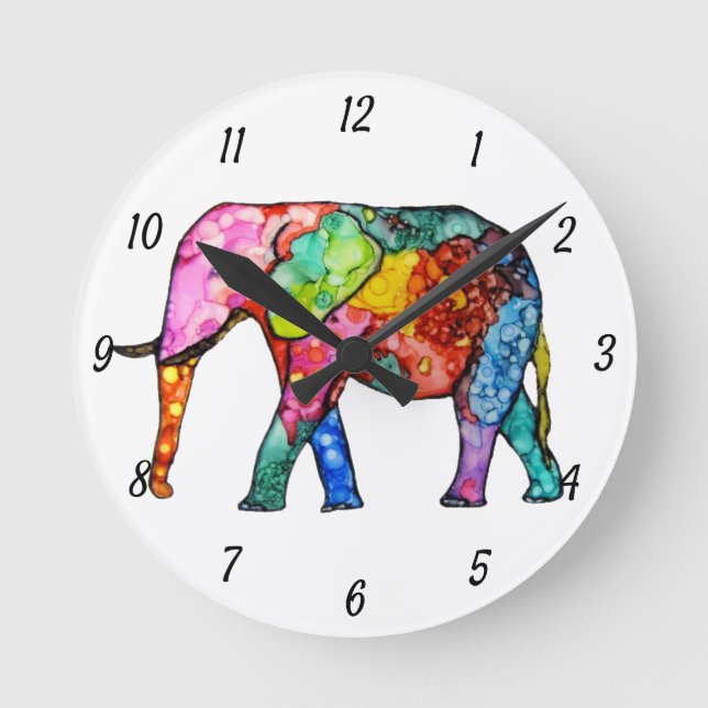 Reloj elefante lindo y colorido (Anverso)