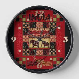 Reloj elefantes de patchwork étnico de la India