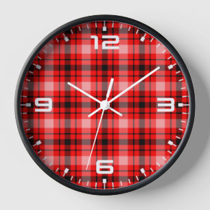 Reloj Elegancia de Cuadros Tartán Rojo y Negro
