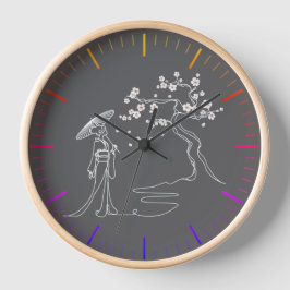 Reloj Elegancia eterna: Kimono Woman y Sakura Wall Cloc