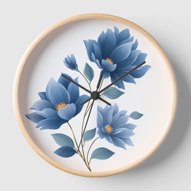 Reloj Elegant Blue Flowers (Anverso)