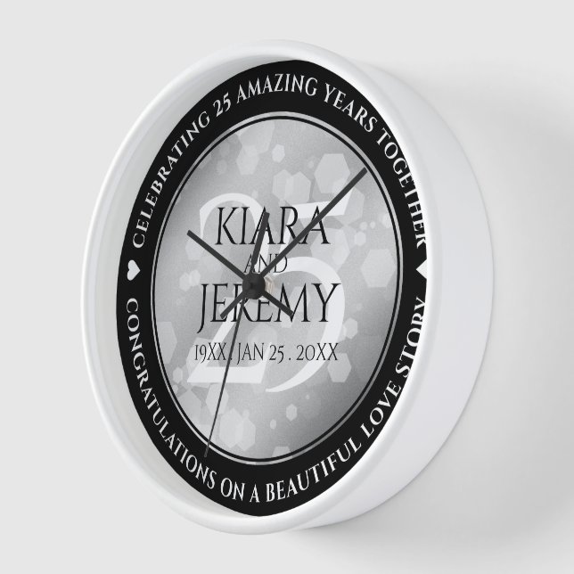 Reloj Elegante 25° aniversario Boda de Plata (Ángulo)