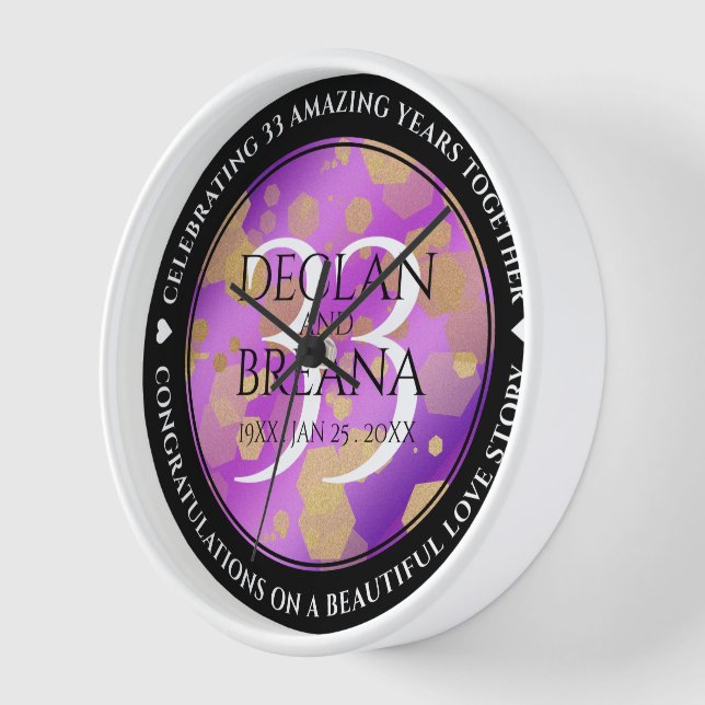 Reloj Elegante 33° Aniversario del Boda Ametista (Ángulo)