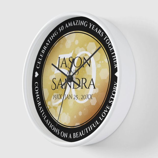 Reloj Elegante 50° Aniversario del Boda de Oro (Ángulo)