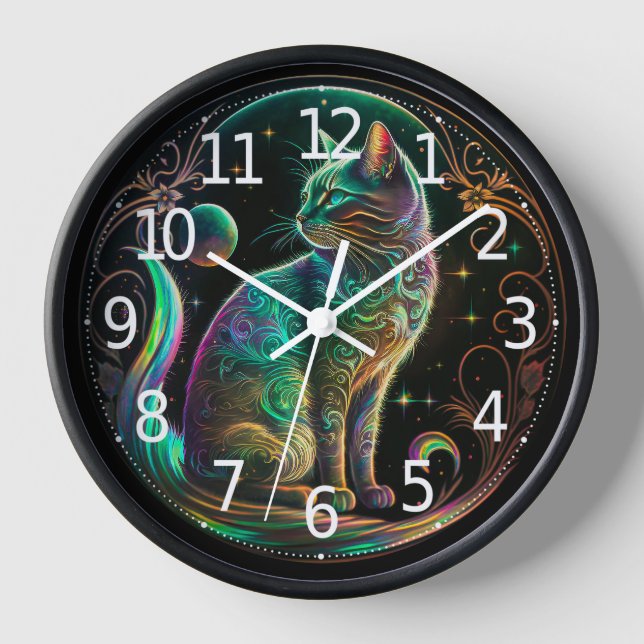 Reloj Elegante arte moderno para gatos psicodélicos | (Anverso)