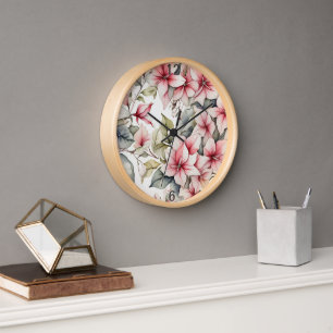 Reloj elegante de pared con flores de bonito