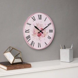 Reloj elegante de pared con un diseño floral brill