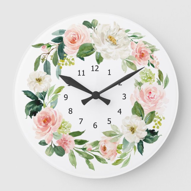 Reloj elegante de pared floral, (Anverso)