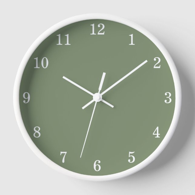 Reloj elegante de pared verde sabio Minimalista (Anverso)