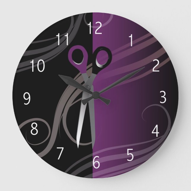 reloj elegante de peluquería morado (Anverso)