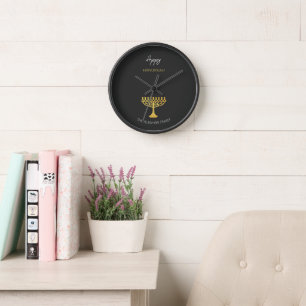 Reloj Elegante Feliz Hanukká Menorá Dorada