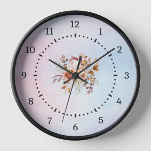 Reloj Elegante Floral Teal Moderno