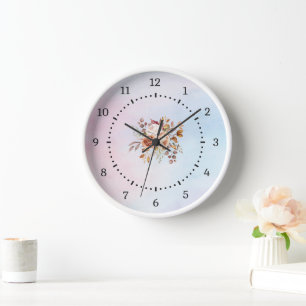 Reloj Elegante Floral Teal Moderno