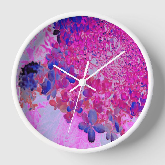 Reloj Elegante Fuchsia e Hidrangea Luminosa Azul Oscuro (Anverso)