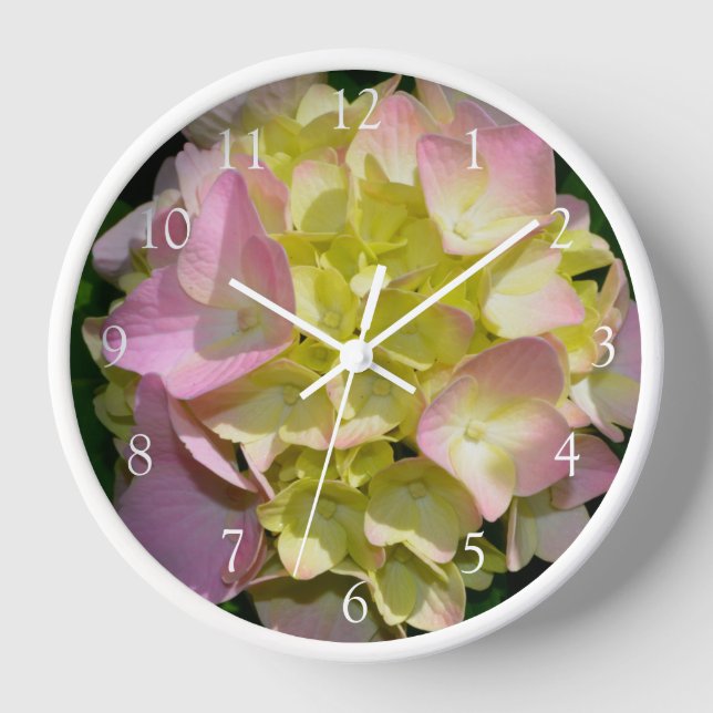 Reloj Elegante hortensias florales de color verde rosa a (Anverso)