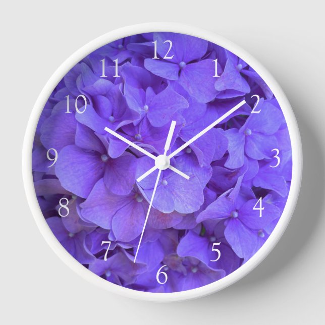 Reloj Elegante lavanda púrpura lilac hidrangeas florales (Anverso)