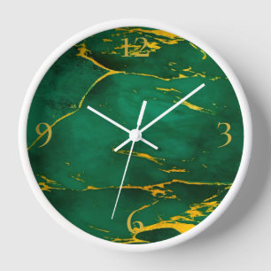 Reloj Elegante Mármol verde esmeralda y oro