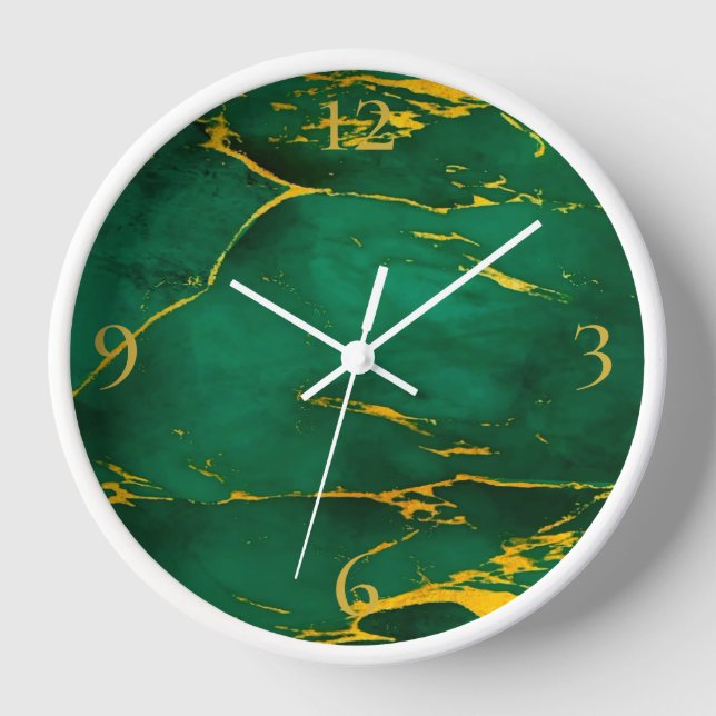 Reloj Elegante Mármol verde esmeralda y oro (Anverso)